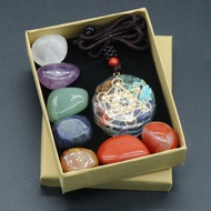 Box of 7 chakra purification stones and chakra necklace