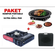 PAKET KOMPOR PORTABLE + BBQ ULTRA GRILL PAN (KEMASAN KOPER)