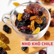 Nho Khô Chile 3 màu MEGANUTY sấy khô không đường vị chua ngọt tự nhiên 500gr