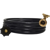 12 Feet Propane Tank Extension Hose with Gauge, Acme to Male QCC/POL Fittings for Gas Grill ST1G