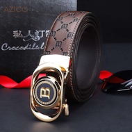 Large B-shaped Men's Leather Belt Business Style Beautiful Patterned Belt with Convenient Automatic 