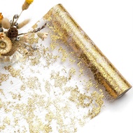 Gilding Foil Mesh Table Runner Holiday Party Wedding Decoration Material Light Luxury Golden Table R