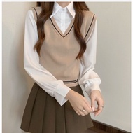 SA3017 -M'SIA Stok Sedia Fesyen Kemeja Wanita Ready Stock Long Sleeve Knitted Material Women Top短款长袖