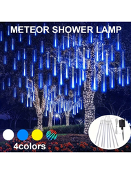 1入組太陽能流星淋浴雨燈LED流星淋浴雨燈，8支管192顆LED，適用於花園庭院、假日派對裝飾_家居裝飾
