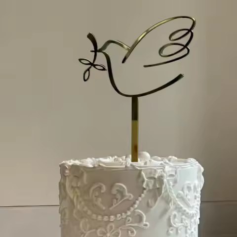 3pcs Golden Dove Cake Plug-ins for Communion, Baby Baptism, Naming Ceremony, Christmas, Easter and C