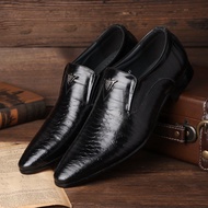 DTNOW Mens Dress Shoes PU Leather Luxury Elegant Male Oxfords Slip On Pointed Toe Comfortable Handma