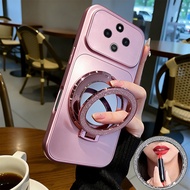 Case for redmi 14C 5g poco c75 m7 5g A3 PRO 4G Latest metal paint bracket TPU glitter makeup mirror 