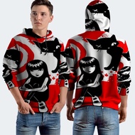 Emily The Strange Top Taillen Band Music Cat Fullprint Hoodie Jacket, Polyester Jersey Material