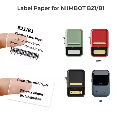 Niimbot B1 B21 Transparent Self-adhesive Label Paper Thermal Round Square Clear Sticker For B1 B21 N