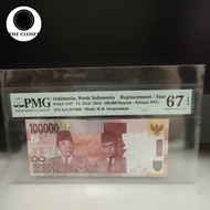 uang kuno 100.000 rupiah 2014/2016 PMG 67 TOP POP