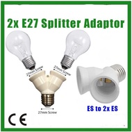E27 to Dual Double 2 X E27 Socket Base Extend Splitter Plug