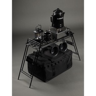 Blackdog Blackdog Outdoor Portable Camping Metal Shelf Blackened Picnic Table Camping Table