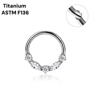 F136 Titanium Cubic Zirconia Septum Daith Piercing Jewellery 16G 8mm 1 piece