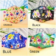 [Ready Stock] Baby Shark print Children Reusable Face Mask with Filter Pockets