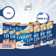 [Bundle of 4] Abbott Ensure Life HMB Adult Nutrition Powder 850g - Assorted Flavours