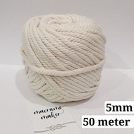 5mm Macrame Cord/Macrame Rope/Cotton Rope /Cotton Yarn / Benang- Beige Colour [50 meter] 三股纯绵绳-米白色-50米