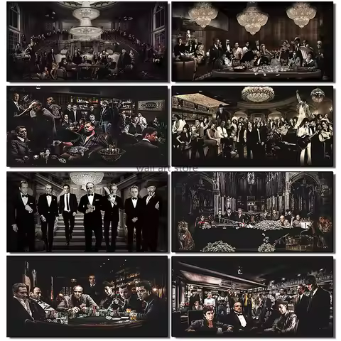 Classic Movie Character Poster Wolf Godfather Scarf Music Singer Party Poster Canvas Print Modern Ho