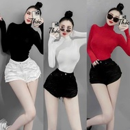 Basic long turtleneck, flip-flop bodysuit, easy to mix and match a25