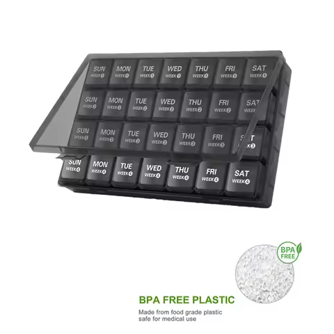 Pill Cases Box Organizer 7 Days 28 Grids 4 Times One Day Portable Travel with Large Compartments for