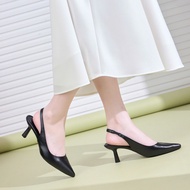 MWC G084 High Heels - Elegant Closed Toe 7cm Stiletto Leather High Heels