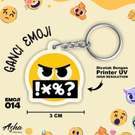 GANTUNGAN EMOJI THEME KEYCHAIN - CUTE ACRYLIC KEYCHAIN WITH DOUBLE-SIDED EMOJI PRINT 014