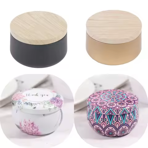 Luxury Candle Jars with Lid Bulk Round Candle Container Tins Empty Storage Box for DIY Salves Skin C