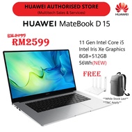 Huawei Matebook D15 2022 (new) 8GB + 512GB 11th generation Intel core i5 56Wh capacity Laptop Murah 