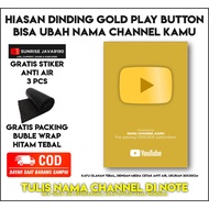 Youtube GOLD PLAY BUTTON Wall Decoration Walldecor FREE STICKERS