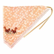 Squirrel embroidered bandana cotton, triangle head scarf with lace and ties