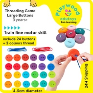Wooden Montessori Toys for Children Beaded Button 4.5cm Threading Games Baby Basic Skills Exercise F
