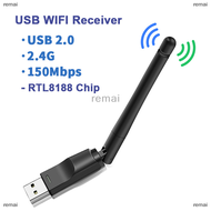 remai MT7601 Mini USB WiFi Adapter 150Mbps Wireless Network Card RTL8188 Network Card Wi-Fi Receiver for PC Desktop Laptop 2.4GHz