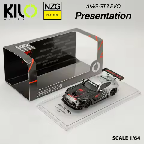 Kilo Works × NZG 1:64 Mercedes-AMG GT3 Silver Black Gradient Red GT Openable Hood Diecast Collectibl