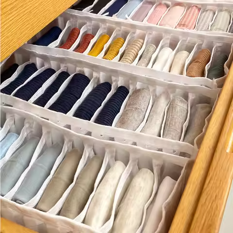 Underwear bra storage box 6/7/11 lattice storage box drawer closet storage box underwear scarf socks