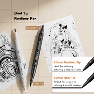 ENMY Dual Tip Fineliner Pens Black Ink for Acrylic Marker Artwork