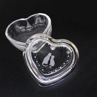 貓咪圖案[心型玻璃盒]珠寶盒