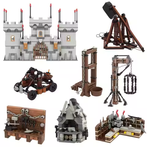 Compatible With LEGO Medieval Lion Fortress Castle Modularization Building Blocks MOC Wall Watchtowe