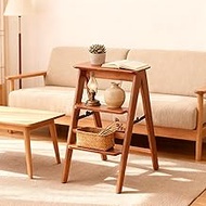 Foldable Step 23.6x14.7x7.6in Stool Bamboo,3 Step Ladder with Wide Anti-Slip Pedal,Home Furnishing S