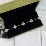 VCA/梵克雅寶白金滿鑽五花手鍊 經典百搭款，滿鑽四葉草設計，單戴疊戴都很美 17年