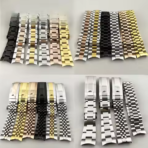 20mm Width 904L Solid Stainless Steel Strap Brushed Polished Oyster Jubilee Presidential Bracelet NH