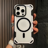 Armor Transparent Magnetic Phone Case for IPhone 15 Pro Max 11 12 13 14 Pro Max Soft Silicone Casing