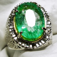 Batu permata natural zamrud colombia beserta sertyficate acc lab ring perak hand made