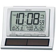 SEIKO SQ751W Alarm Clock Table clock Hybrid Solar Radio Digital Calendar Temperature Humidity Display White Pearl