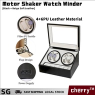 [SG stock]cherry™ Automatic watch winder display case,Leather Storage Box Watch storage display case 4+6 Automatic rotating watch winder Collection Display Case Watch case