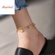 Original 916 gold four leaf flower bell Anklet jewelry