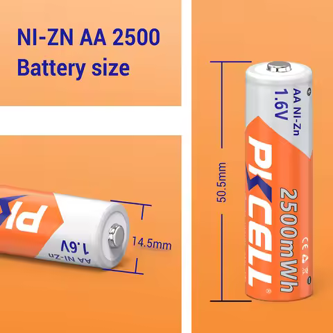 4PC PKCELL Ni-Zn AA Rechargeable Batteries AA 1.6V 2500mWh NIZN Battery 2A batteries With 1PC AA/AAA