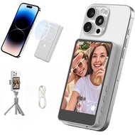 Synco Xview M4 Monitor Skrin Selfie Vlog untuk Telefon iPhone & Android, Monitor Selfie Hitam Magnet