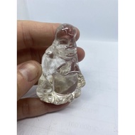 D3729 Natural Crystal Raw Ore White Crystal Maitreya Buddha Ornaments Weight 61.4g Size Height 58.1 