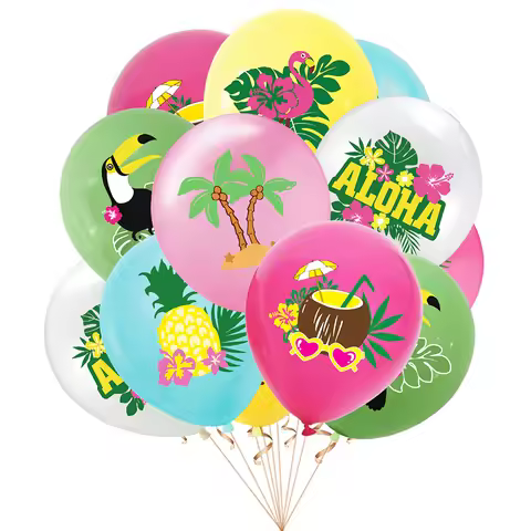 12pcs Hawaiian Party Balloon Decorations Aloha Tropical Luau Flamingo Balloon Baby Shower Birthday P