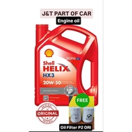 S2U Original Shell Helix HX3 Engine Oil 20w50 4Liter For Proton Perdua Toyota Honda Minyak Hitam Ker