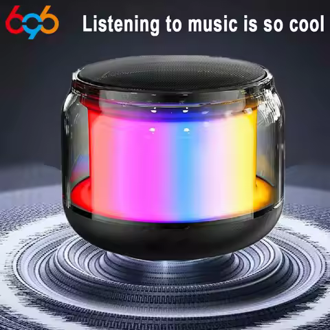 Mini Compactly TWS Wireless Bluetooth-compatible 360° Speaker Soundbar Loudspeaker LED Lights for Tr